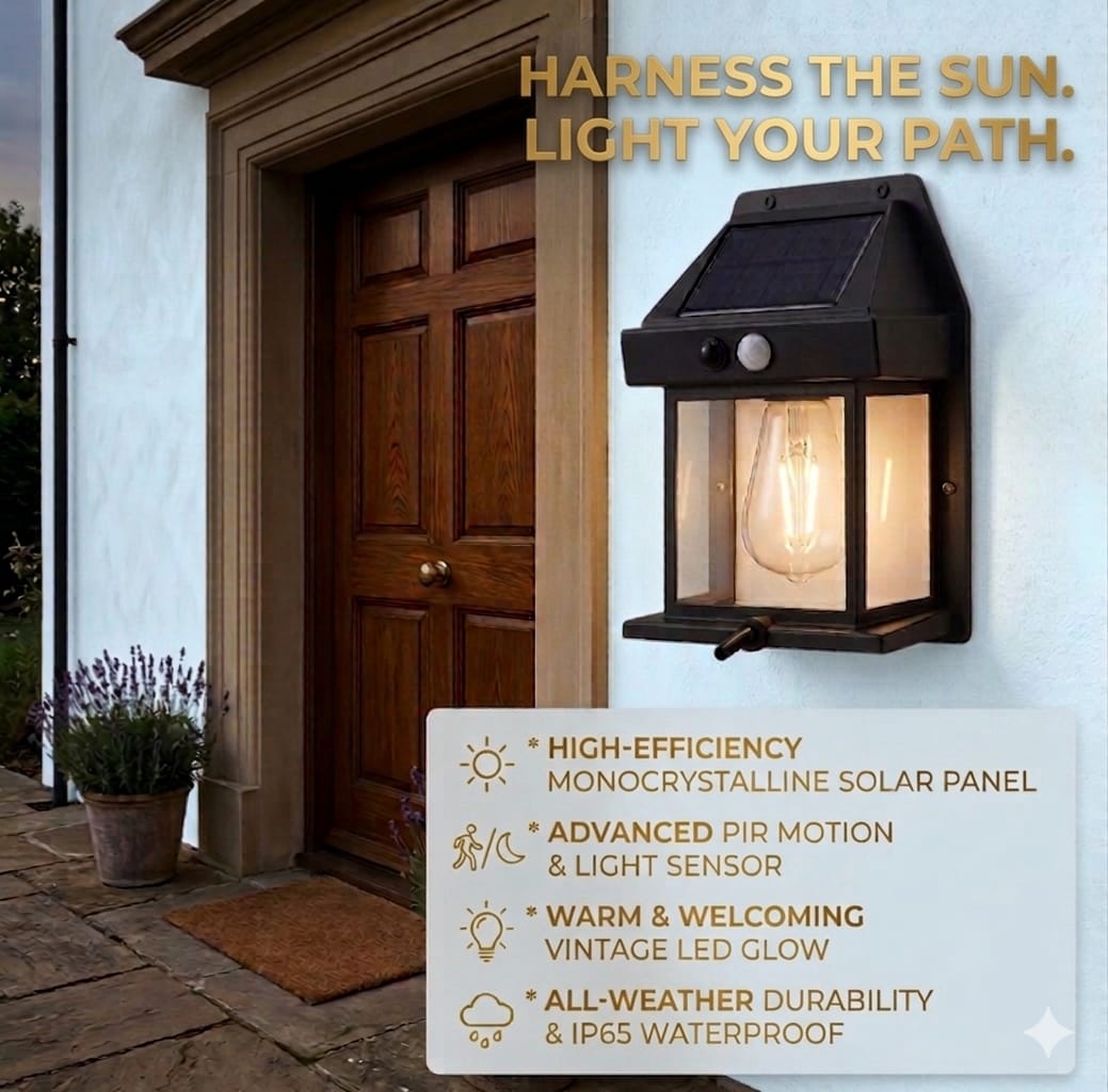 Solar Motion Sensor Wall Lantern